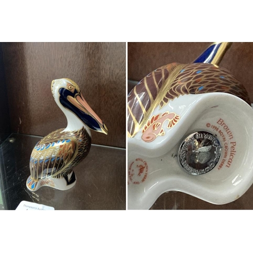 331 - Royal Crown Derby 'Brown Pelican' MMIII paperweight with silver stopper (no box)