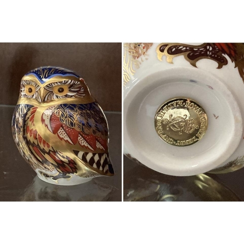 334 - Royal Crown Derby 'Owl' paperweight with gold stopper (no box)