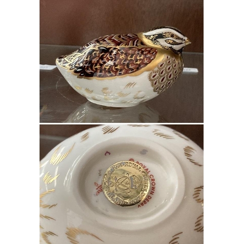 335 - Royal Crown Derby 'Dappled Quail' paperweight with gold stopper (no box)