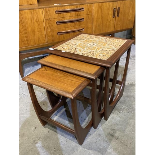 35 - Mid century G Plan Fresco teak nest of 3 tables 51H 50W 50D