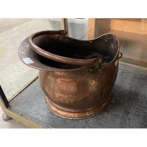 357 - Copper helmet shaped coal scuttle