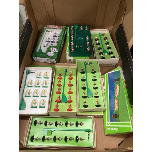 360 - Box of 7 boxed Subbuteo OO scale team players inc. Middlesborough, Newcastle United, Brazil, Arsenal... 