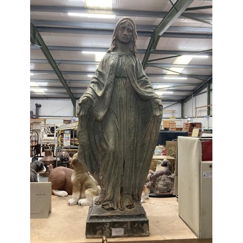 375 - Antique effect Virgin Mary garden statue 80H, NEW