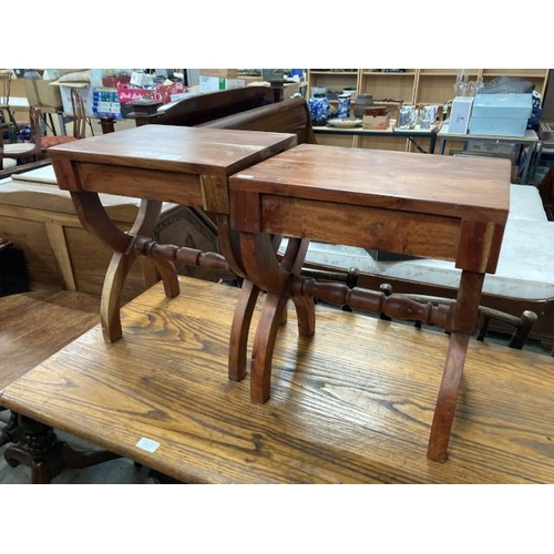 428 - Pair of teak lamp tables 46H 40W 30D