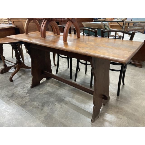 429 - Edwardian oak refectory table 77H 153W 61D