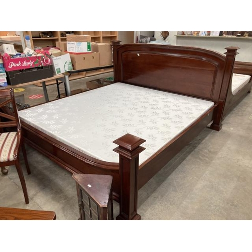 432 - Willis & Gambier mahogany super king bed-frame with side rails, lats and a 180cm heirloom bed base