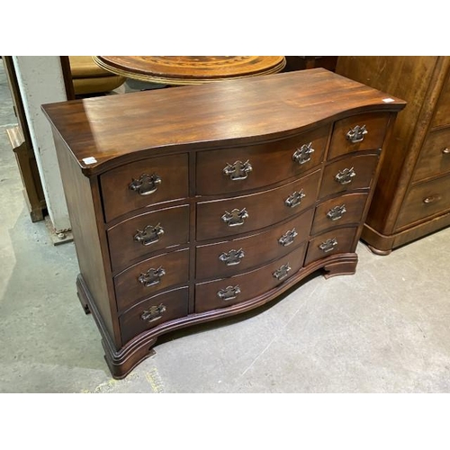 49 - Mahogany twelve drawer serpentine chest 78H 110W 45D