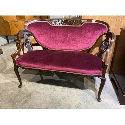 54 - Edwardian mahogany framed salon settee 122W