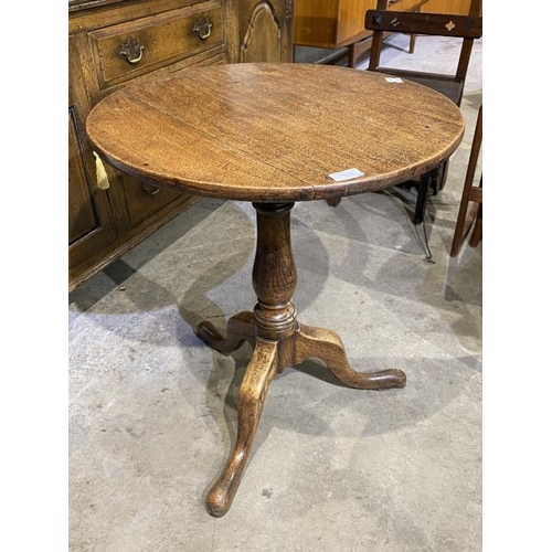 57 - George lll oak tripod table 69H 59cm diameter