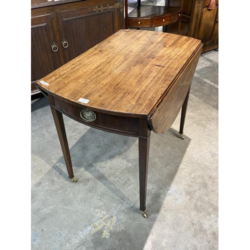 63 - George lll mahogany Pembroke table 71H 50-104W 83D