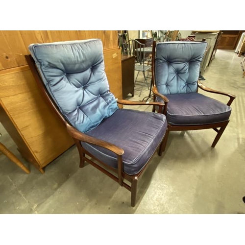 85 - 2 mid century Parker Knoll armchairs 65W