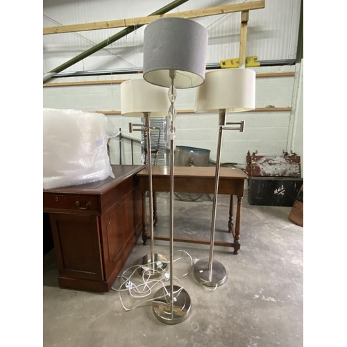 94 - Pair of Ralph Lauren chrome standard lamps 130H and a standard lamp with crystal décor 145H