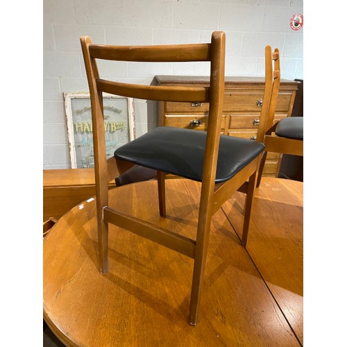 37 - Mid century G Plan teak extending dining table 78H 162-208W 112D with 4 G Plan dining chairs designe... 