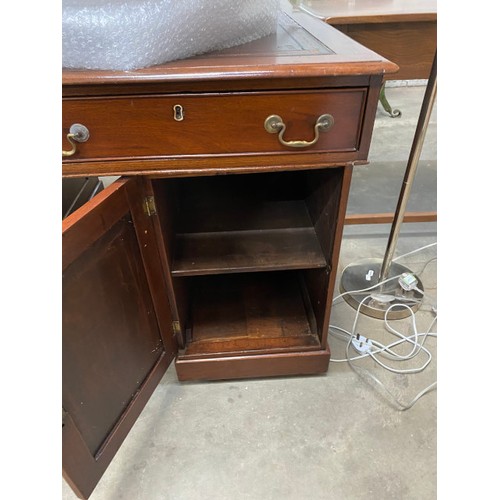 17 - Late Victorian mahogany partners desk with red leather inset 76H 124W 106D