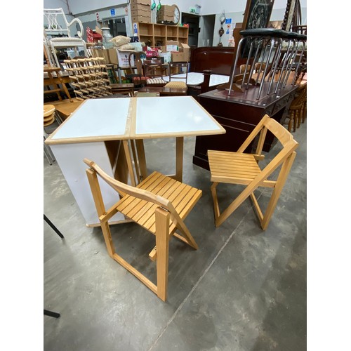 419 - Contemporary space saving table with two chairs 75H 85W 44-96D