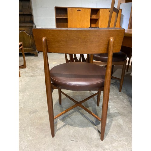 37 - Mid century G Plan teak extending dining table 78H 162-208W 112D with 4 G Plan dining chairs designe... 