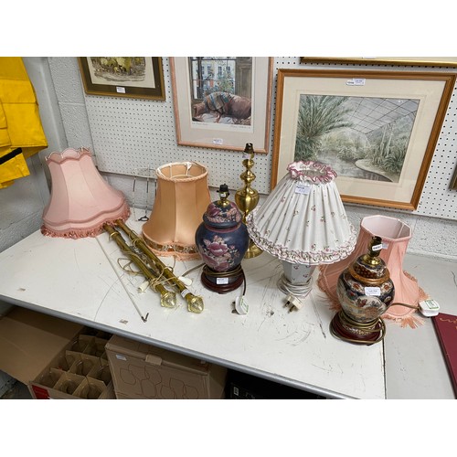 324 - 4 table lamps with shades inc. oriental etc