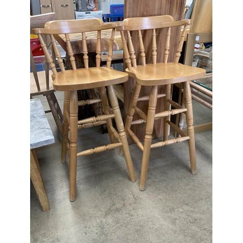 108 - Pair of pine bar stools 94H 38W 38D