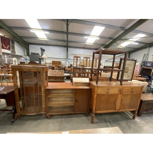 136 - Victorian walnut display cabinet with one key `30H 63W 30D, mid century teak ‘Lebus’ bookcase 79H 10... 