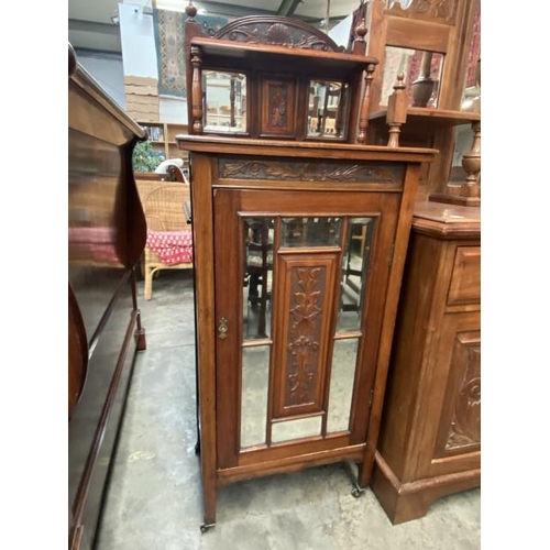 155 - Edwardian mahogany music cupboard 138H 57W 40D