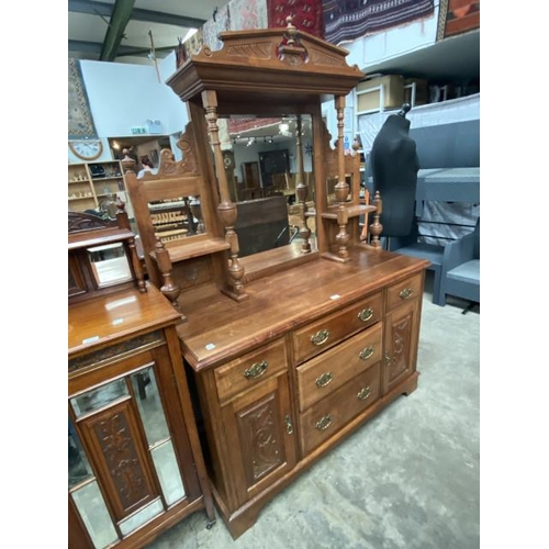 156 - Edwardian walnut mirror back sideboard 197H 137W 50D