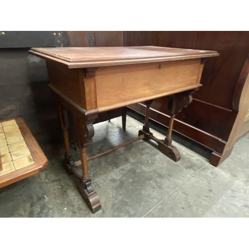 165 - Continental oak writing table 93H 95W 57D