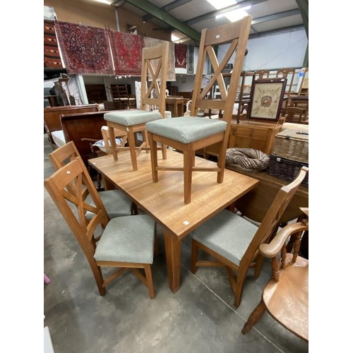 167 - Barker & Stonehouse oak extending dining table 78H 152-192W 90D and 6 chairs