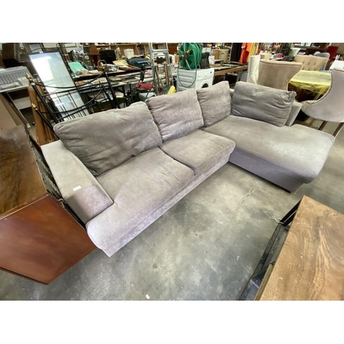 175 - Next grey chenille corner settee 62H 280W 95D (in 2 sections)