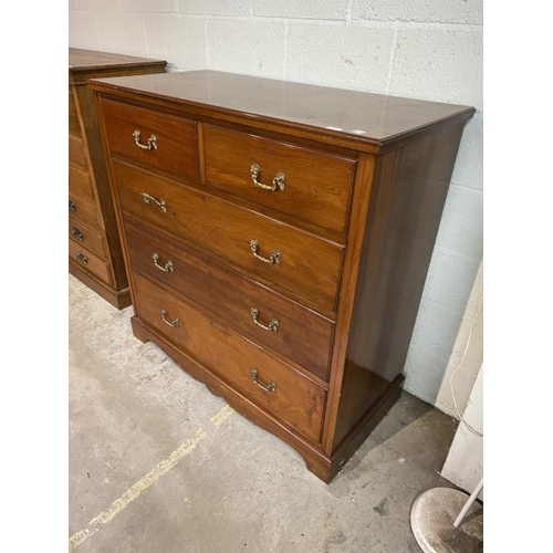 207 - Victorian mahogany two over three chest of drawers with brass handles 122H 122W 58D