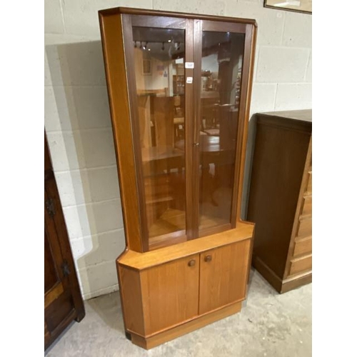 209 - Turnbridge teak corner display cabinet 170H 85W 53D