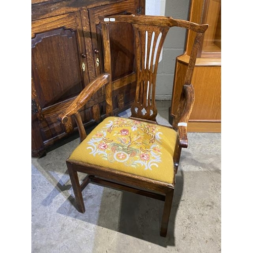 211 - George lll country oak desk chair 60W