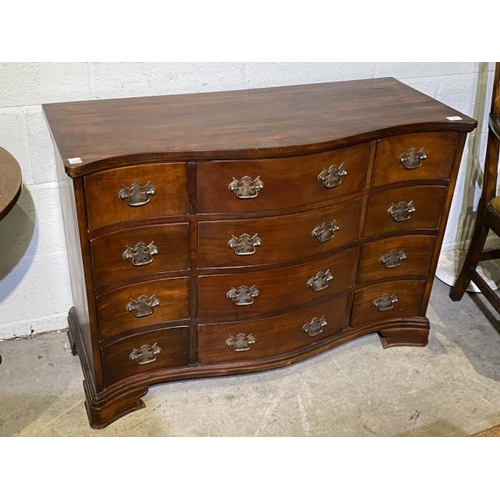 212 - Mahogany twelve drawer serpentine chest 78H 110W 45D