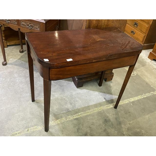 219 - Regency mahogany fold over tea table 77H 90W 46-92D