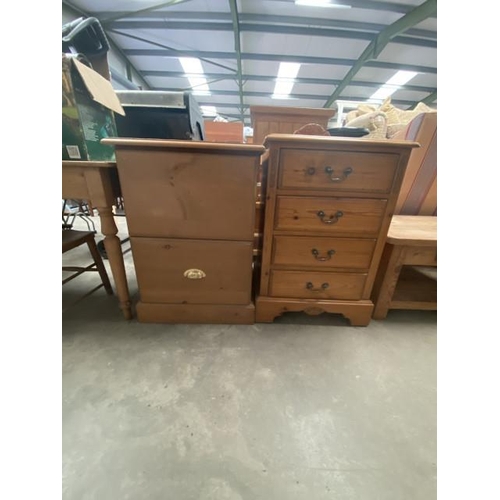 22 - Pine four drawer chest 85H 59W 49D and a pine two drawer filing cabinet 80H 57W 51D