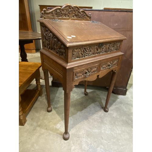 220 - Victorian carved oak clerks desk 107H 59W 44D