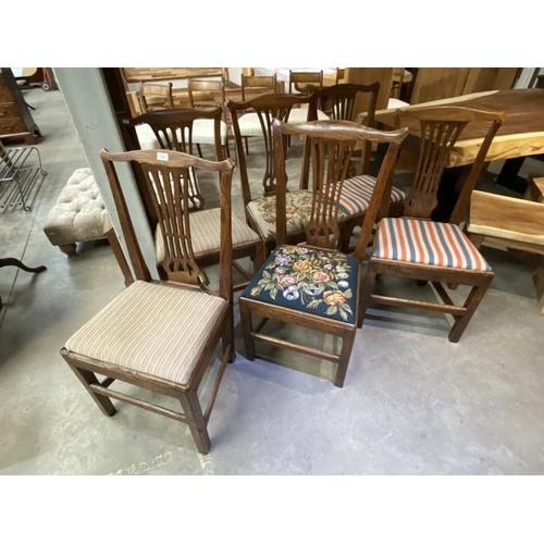 226 - 6 18th century oak dining chairs 50W