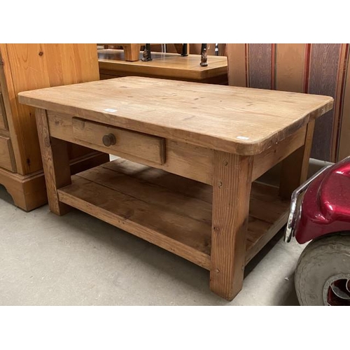 23 - Pine coffee table with one drawer 47H 91W 59D