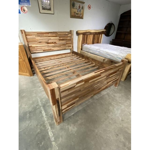 235 - Finger joint Indian walnut king size bed frame with side rails and lats (overall dimensions 120H 170... 