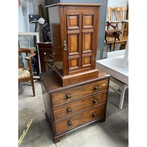 29 - Victorian mahogany panelled pot cupboard 77H 43W 37D and a Georgian mahogany 3 drawer chest 74H 74W ... 