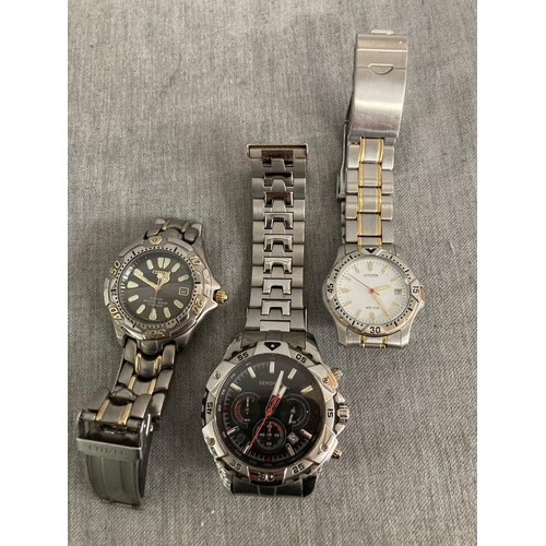 370 - 3 watches, Sekonda N3510CKX, Citizen Eco-Drive Diver's 200M & Citizen WR 100