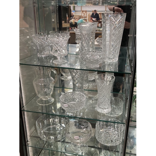 378 - 12 pieces of glass inc. crystal & cutglass vases, bon bon dish etc.