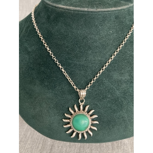 380 - Malachite set 925 sun pendant on a 925 chain