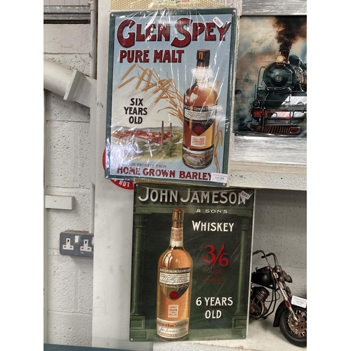 392 - 2 metal signs NEW 'John Jameson' & 'Glen Spey' 30x40cm