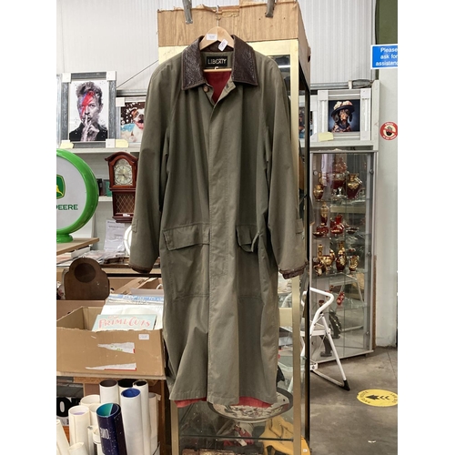 447 - Vintage Liberty of London Trench coat (size large) 64cm pit to pit, 84cm collar to cuff, 126cm centr... 