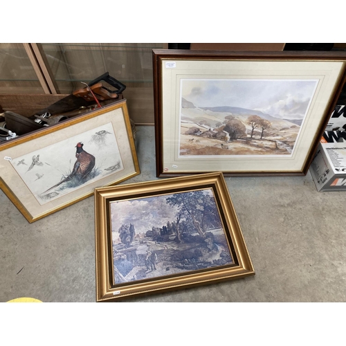 492 - 3 framed pictures inc. Nigel Hemming 'Pheasant' print, pencil signed Logan limited edition 19/470 Wh... 