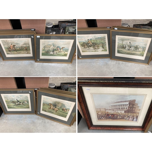 497 - Set of 6 gilt framed H. Watkins Wild 'The Bramham Hunt' prints 52x61cm & framed horse racing print