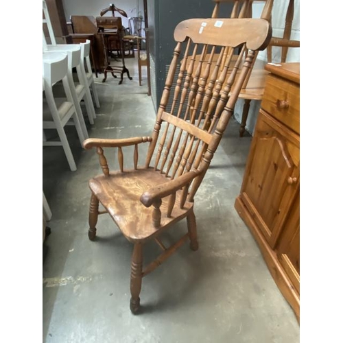 5 - Antique ash and elm Bobbin back Windsor chair (signs of worm) 55W