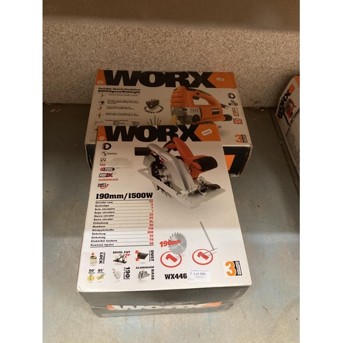 506 - Worx Power Tools - WX446 1500W circular saw (new)
Worx Power Tools - WX65JSL 650W jigsaw (new)