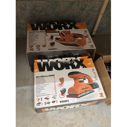 509 - Worx Power Tools - WX90BS.1 900W belt sander (new)
Worx Power Tools - WX26FS finishing sander (new)