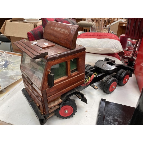 520 - Handmade toy wooden tractor unit 40H 67 LONG